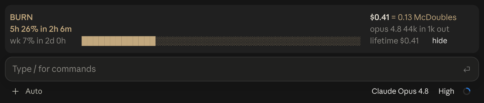 Burn Meter in Claude Desktop