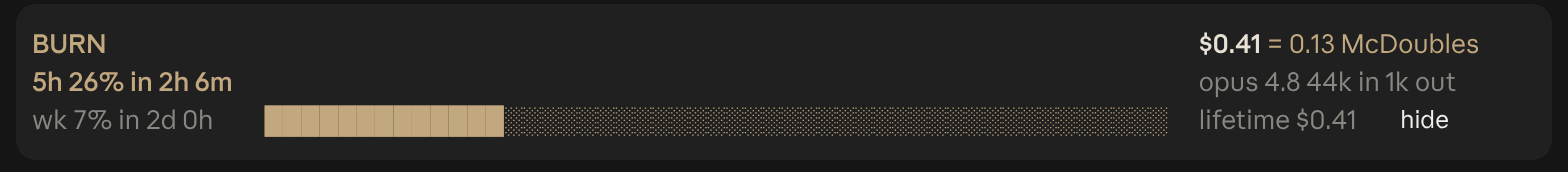 Burn Meter in Claude Desktop